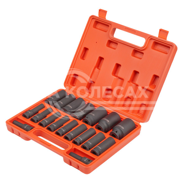 Набор головок ударных 1/2&quot; 78мм 18 пр. (8-32мм) пласт. кейс.