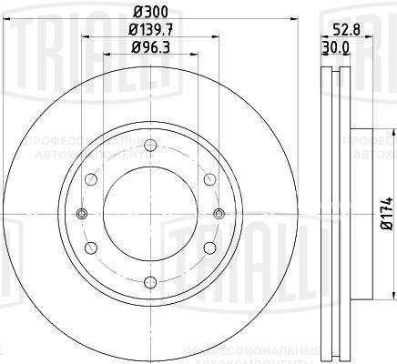 Диск тормозной передний для автомобилей Hyundai Starex (H-1) (08-) d=300