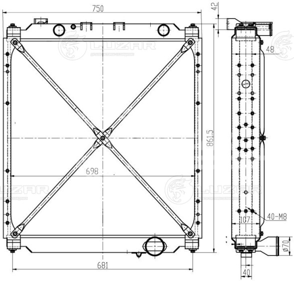 Радиатор охлаждения для автомобилей МАЗ Е-3