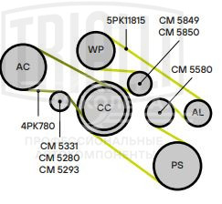 Ролик приводного ремня для автомобилей BMW 3 (E36) (90-)/5 (E34) (87-) 1.6i/1.8i/2.5i/3.2i (натяжной)