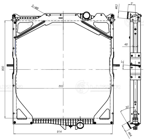 Радиатор охлаждения для автомобилей Volvo Trucks FH (93-)/FH (02-) (с рамкой)