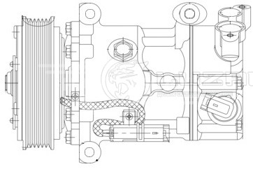 Компрессор кондиционера для автомобилей C4 (04-)/308 (07-) (тип Sanden)