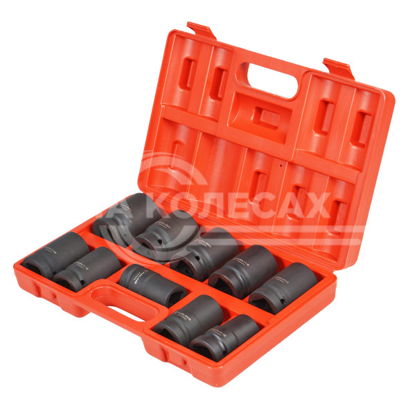 Набор головок ударных 1&quot; 78мм 10 пр. (22квадрат, 24-41мм) пласт. кейс.
