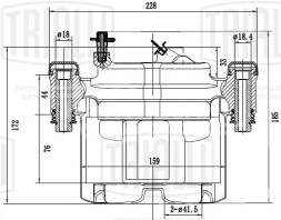 Суппорт тормозной для автомобилей Fiat Ducato (Sollers-RUS) (02-) (230; 244) передний левый d=44/48мм