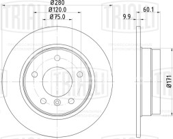 Диск тормозной задний для автомобилей BMW 3 (E36) (90-)/3 (E46) (98-) d=280