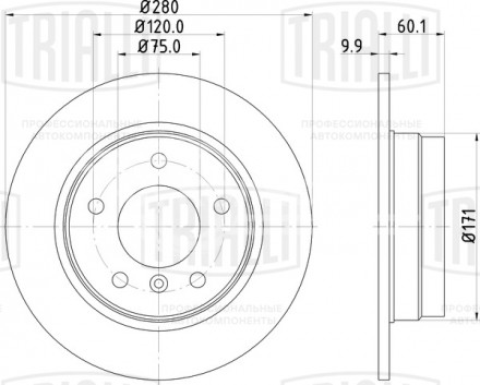 Диск тормозной задний для автомобилей BMW 3 (E36) (90-)/3 (E46) (98-) d=280