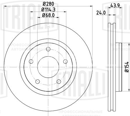 Диск тормозной передний для автомобилей Nissan Juke (10-) d=280 окрашенный