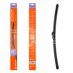 Щетка стеклоочистителя 500мм (20&quot;) бескаркасная, 1 адаптер (Hook 9x3, 9x4 mm - Крючок 9x3, 9x4 мм)