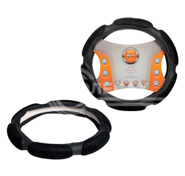 Оплетка на руль, спонжевая, черная, 38 см / M