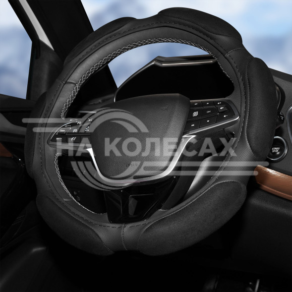 Оплетка на руль, спонжевая, черная, 38 см / M