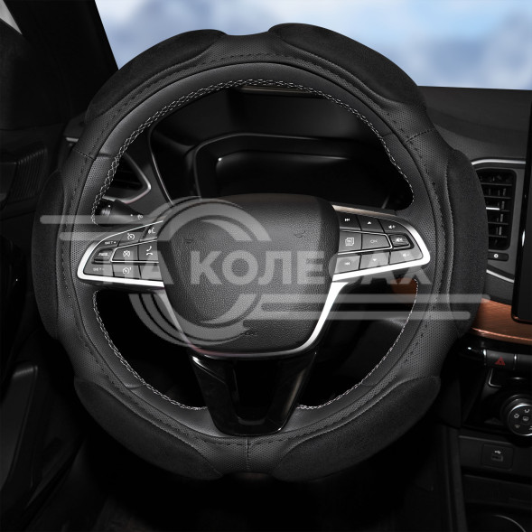 Оплетка на руль, спонжевая, черная, 38 см / M