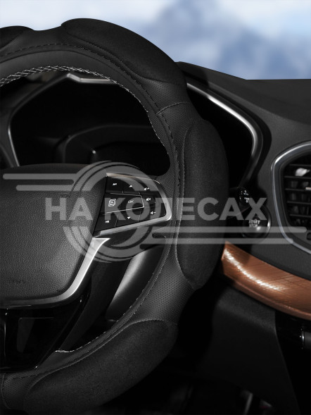 Оплетка на руль, спонжевая, черная, 38 см / M