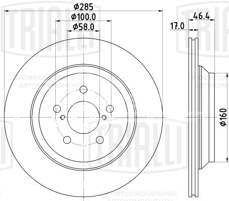 Диск тормозной задний для автомобилей Subaru XV (17-) d=285 окрашенный
