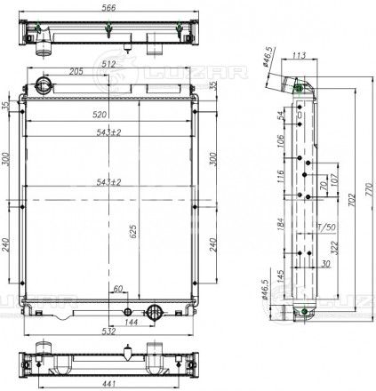 Радиатор охлаждения для автомобилей Fuso Canter TD (11-) 4.9D (с рамкой)