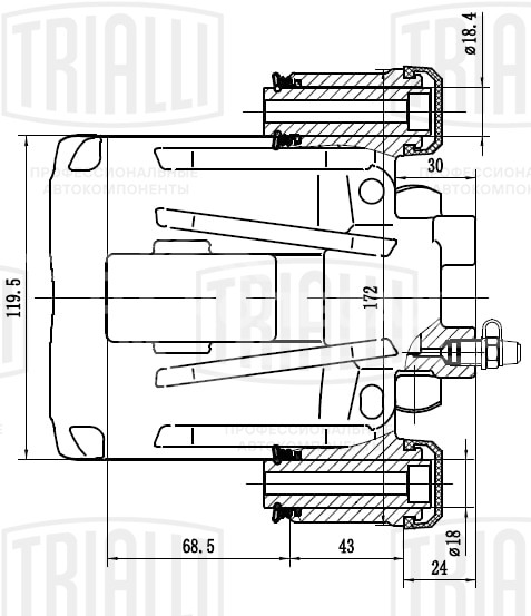 Суппорт тормозной для автомобилей Fiat Ducato (Sollers-RUS) (02-) (230; 244) задний левый d=46мм