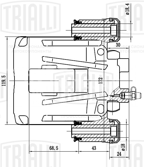 Суппорт тормозной для автомобилей Fiat Ducato (Sollers-RUS) (02-) (230; 244) задний левый d=46мм