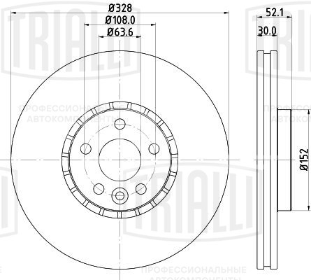 Диск тормозной передний для автомобилей Volvo XC 60 (08-) d=328