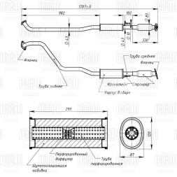 Глушитель для автомобилей Hyundai Solaris (10-)/Kia Rio (11-) дополнительный (резонатор) (алюминизированная сталь)