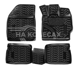Ковры для Toyota Prius (RHD) (XV30) (2009-15), 4 шт., выс. борт, 3D с подпятником, ТЭП, черн.