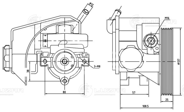 Насос ГУР для автомобилей Peugeot 206 (98-)/Partner (M59) (97-) (с 2002г.)