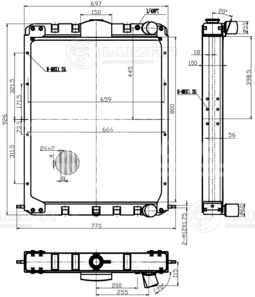 Радиатор охлаждения для автомобилей Урал Next 4320-4151-79 с двигателем ЯМЗ-536