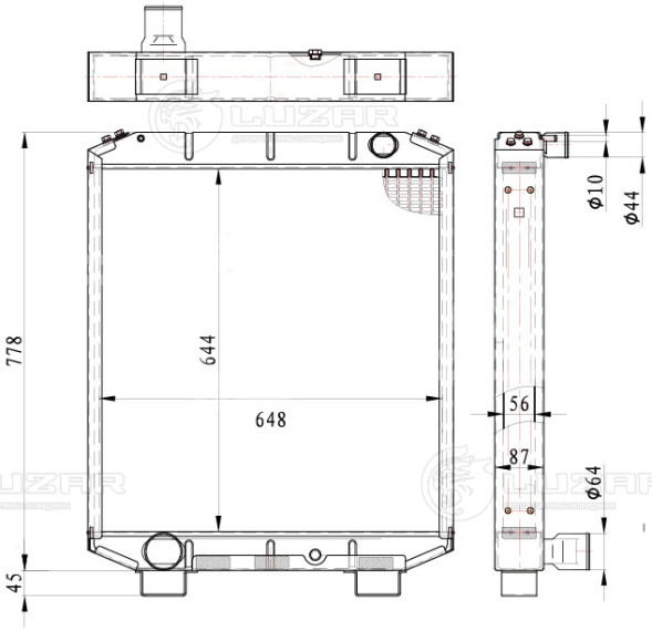 Радиатор охлаждения для автобусов КАВЗ 4238/4235 &quot;Аврора&quot; с дв. Cummins 6ISBe/ЯМЗ-5346/5362