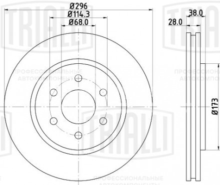 Диск тормозной передний для автомобилей Nissan Pathfinder (05-) d=296