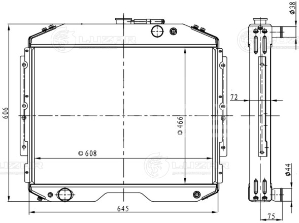 Радиатор охлаждения для автомобилей ГАЗ 3307/3308 с двигателем ЗМЗ-511, ЗМЗ-513, ММЗ Д245.7