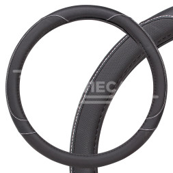Оплетка на руль, искусственная кожа с перфорацией, черная, 36 см / S