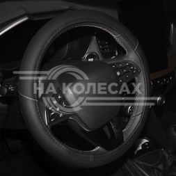 Оплетка на руль, искусственная кожа с перфорацией, черная, 36 см / S