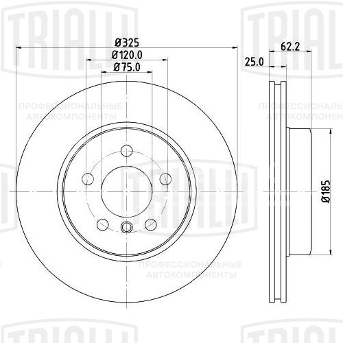 Диск тормозной передний для автомобилей BMW X3 (E83) (04-) d=325