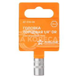 Головка торцевая 1/4" DR шестигранная 8мм пласт. подвес