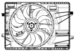 Электровентилятор охлаждения для автомобилей KIA K5 (20-)/Hyundai Sonata VIII (19-) 2.0i/2.5i (с кожухом)