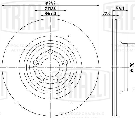 Диск тормозной задний для автомобилей Mercedes GLE (V167) (18-) / GLS (19-) d=345