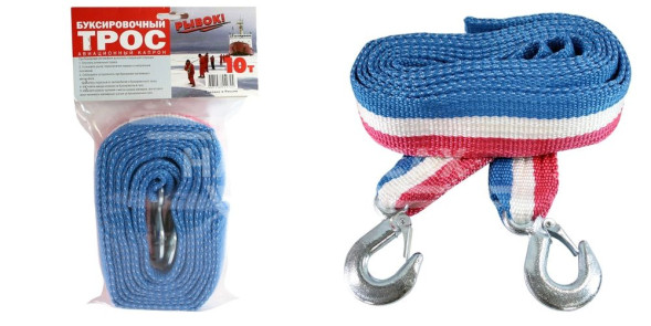 Трос  "РЫВОК"  "лента" 10 тн  2  крюка  пакет длина 5 м