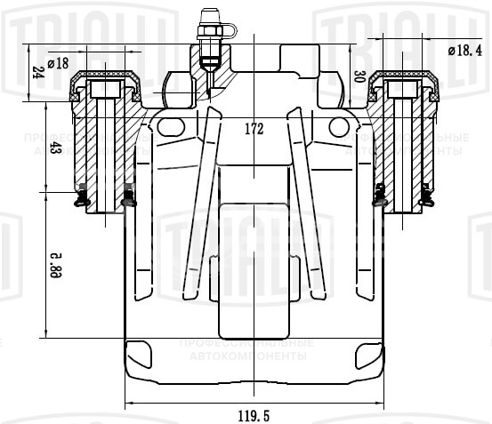 Суппорт тормозной для автомобилей Fiat Ducato (Sollers-RUS) (02-) (230; 244) задний правый d=46мм