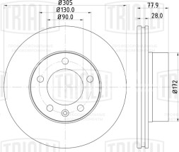 Диск тормозной передний для автомобилей Renault Master (98-)/Opel Movano (98-) d=305 вентилируемый