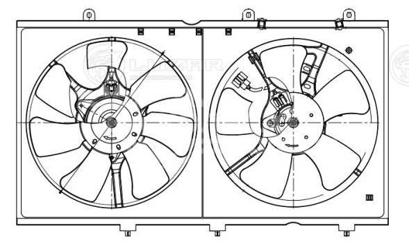 Электровентилятор охлаждения для автомобилей Mitsubishi Lancer IX (03-) 1.3i/1.6i (2 вент.) (с кожухом)