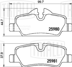 Колодки тормозные дисковые задние для автомобилей Mini Cooper S/D/SD (13-) (в комплекте с датчиком)