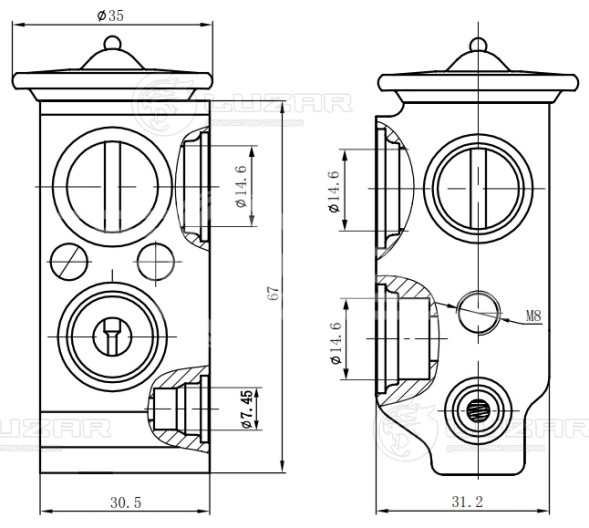Клапан расширительный кондиционера (ТРВ) для автомобилей Kia Rio (05-)/Kia Sorento II (09-)