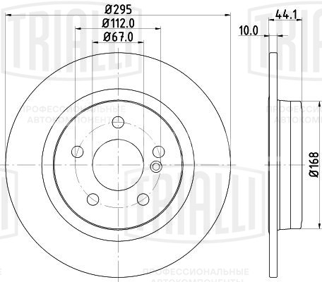 Диск тормозной задний для автомобилей Mercedes A (W176) (12-) / CLA (C117) (13-) d=295, thk=10