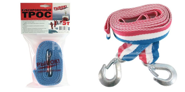 Трос  "РЫВОК"  усиленный  5 тн  2  крюка  пакет длина 4 м