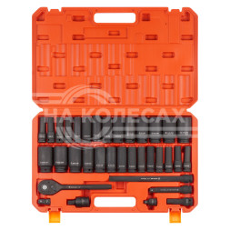 Набор головок ударных 1/2&quot; 78мм 35 предм. метрические и дюймовые размеры пласт. кейс.