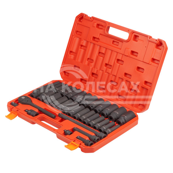 Набор головок ударных 1/2&quot; 78мм 35 предм. метрические и дюймовые размеры пласт. кейс.