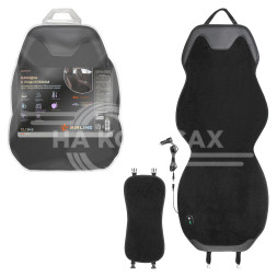 Накидка с подогревом на перед.сид. PRO, 12/24В, 36Вт,встр.пульт., искусст.мех/кожа,черн.