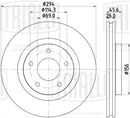 Диск тормозной передний для автомобилей Mitsubishi ASX (10-) d=294