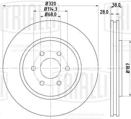 Диск тормозной передний для автомобилей Nissan Pathfinder (05-) d=320