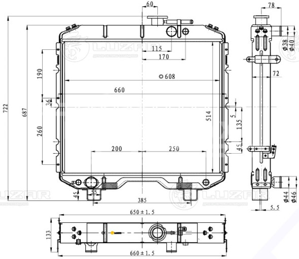Радиатор охлаждения для автомобилей ГАЗ 66