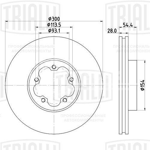 Диск тормозной передний для автомобилей Ford Transit (06-) d=300; thk=28; PCD-5/113.5