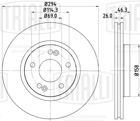 Диск тормозной для автомобилей Hyundai Santa Fe (00-) передний d=294